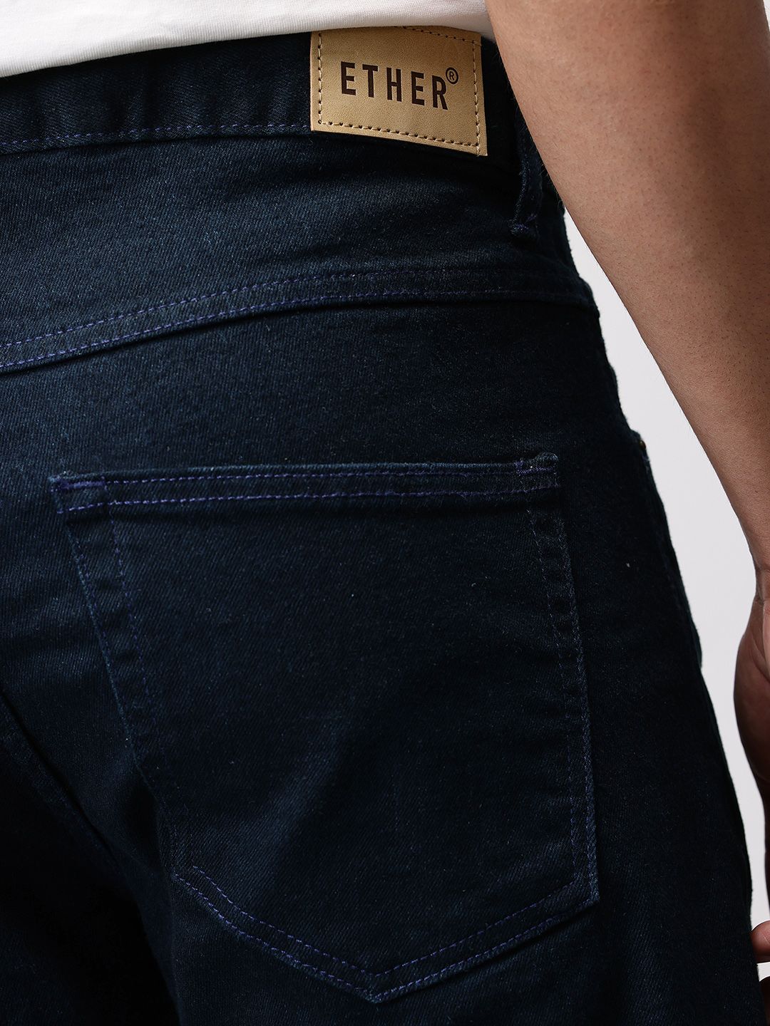 ether 365 Essentials Men Tapered Fit Mid-Rise Stretchable Cropped Jeans