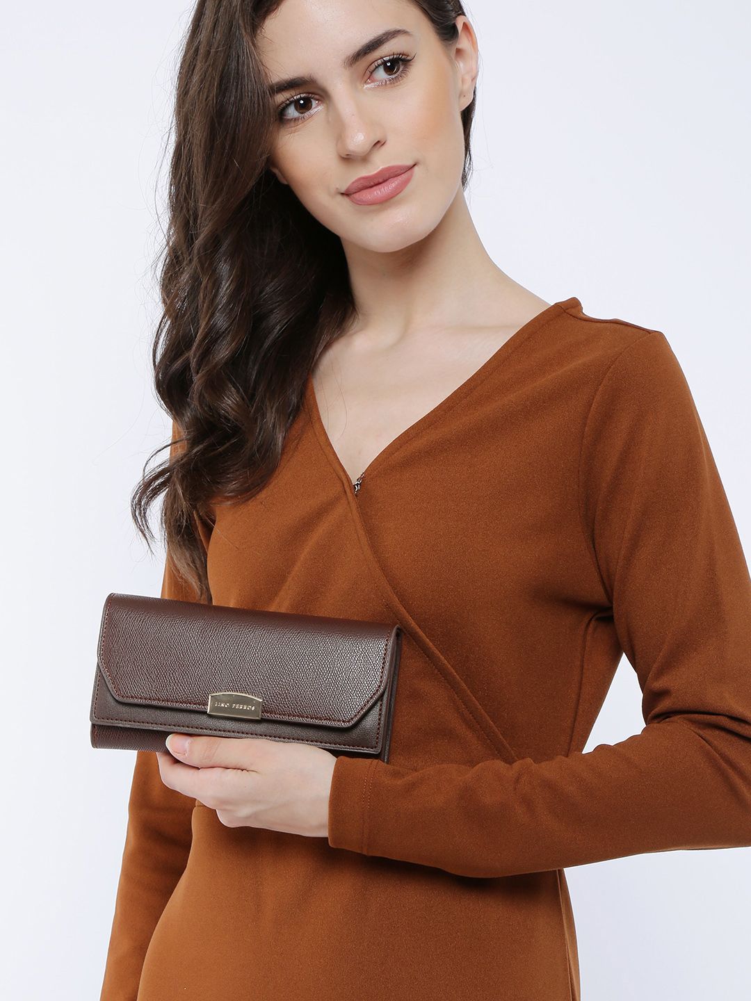 Lino Perros Women Brown Solid Three Fold Wallet