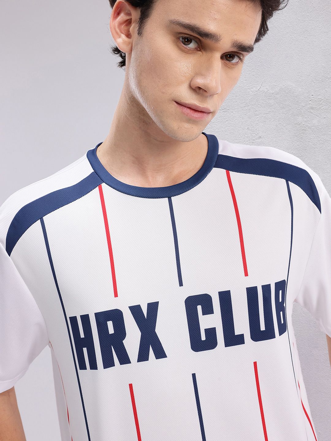 HRX by Hrithik Roshan Typography Print Drop-Sleeves Relaxed Fit Football T-shirt