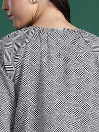 DressBerry Geometric Print Flared Sleeve Top