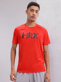 HRX by Hrithik Roshan Brand Logo Printed Raglan Sleeves Rapid-Dry Training T-shirt
