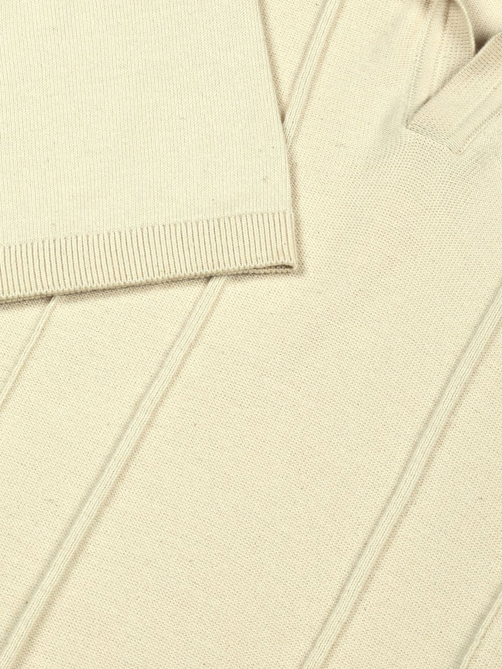 Thomas Scott Men Knit Striped Polo Collar Pure Cotton T-shirt