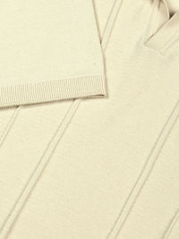 Thomas Scott Men Knit Striped Polo Collar Pure Cotton T-shirt