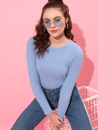 STREET 9 Women Blue Solid Pullover