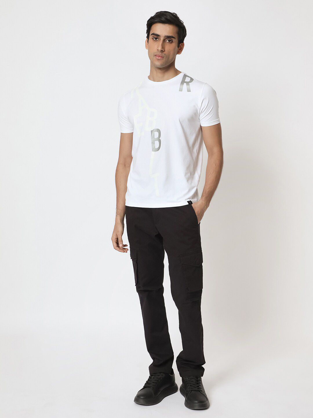 RARE RABBIT Men Heras Typography Printed Cotton Slim Fit T-Shirt