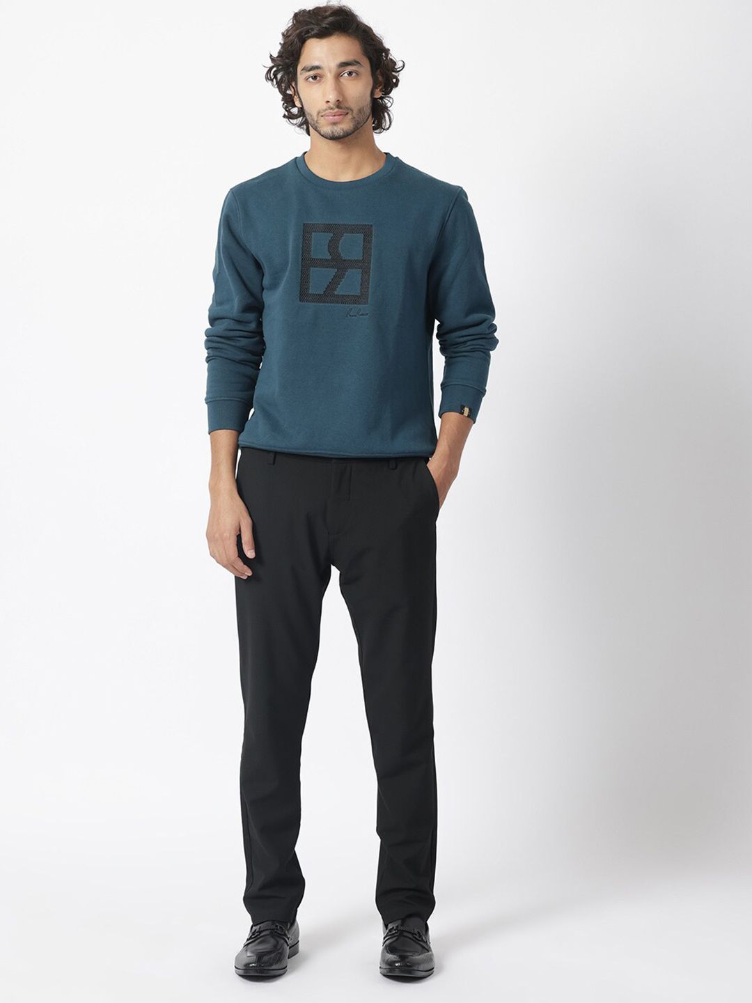 RARE RABBIT Men Arnold Graphic Print Logo Sweatshirt