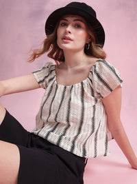 DressBerry Flutter Sleeve Crochet Boxy Top