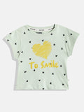 Happy Faces Girls Conversational & Typography Printed Pure Cotton T-shirt