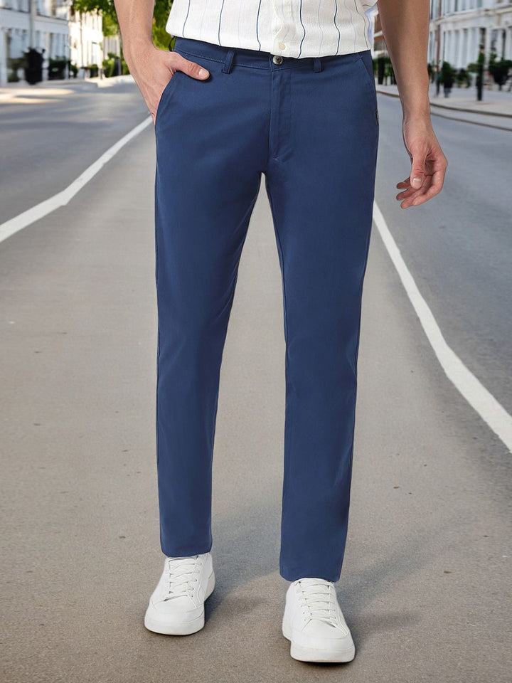 Urbano Fashion Men Blue Slim Fit Solid Regular Trousers