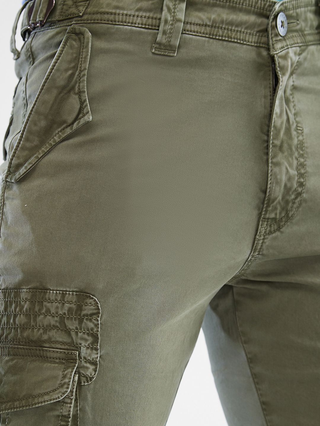 SPYKAR Men Regular-Fit Denim Cargos Trouser