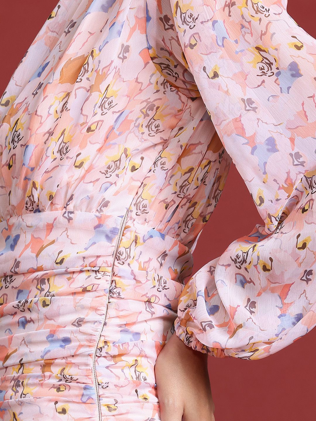 all about you Floral Print Ruched Puff Sleeve Top