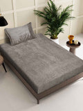 KLOTTHE Brown Woollen 300TC Single Bedsheet With Pillow Cover
