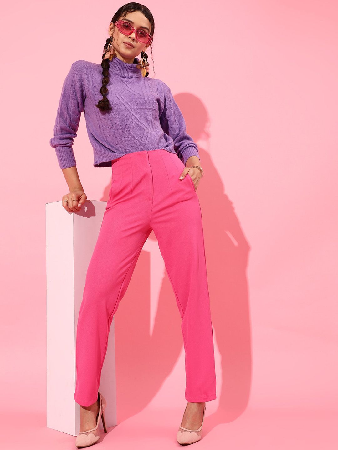 STREET 9 Women Beautiful Pink Solid Trousers