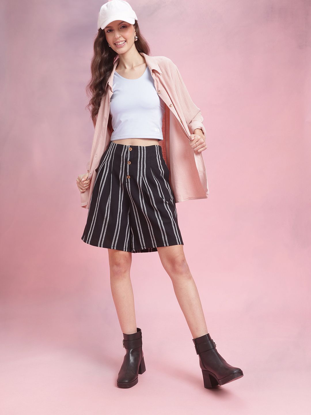 DressBerry Women Striped Woven Shorts