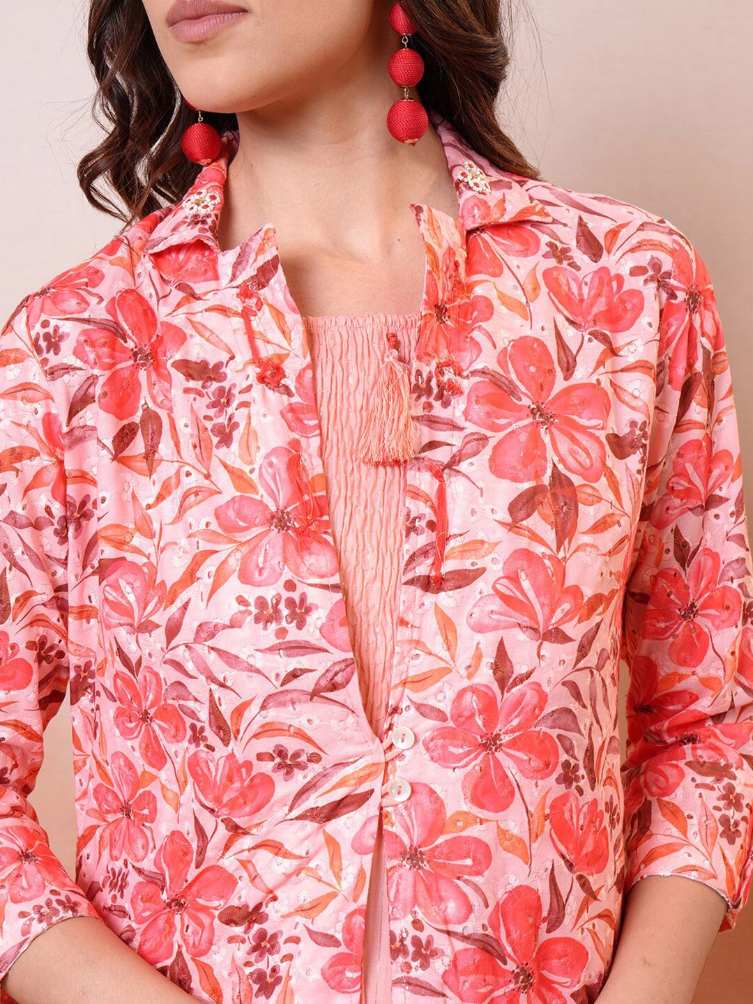 Vishudh Floral Print A-Line Midi Dress