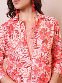 Vishudh Floral Print A-Line Midi Dress