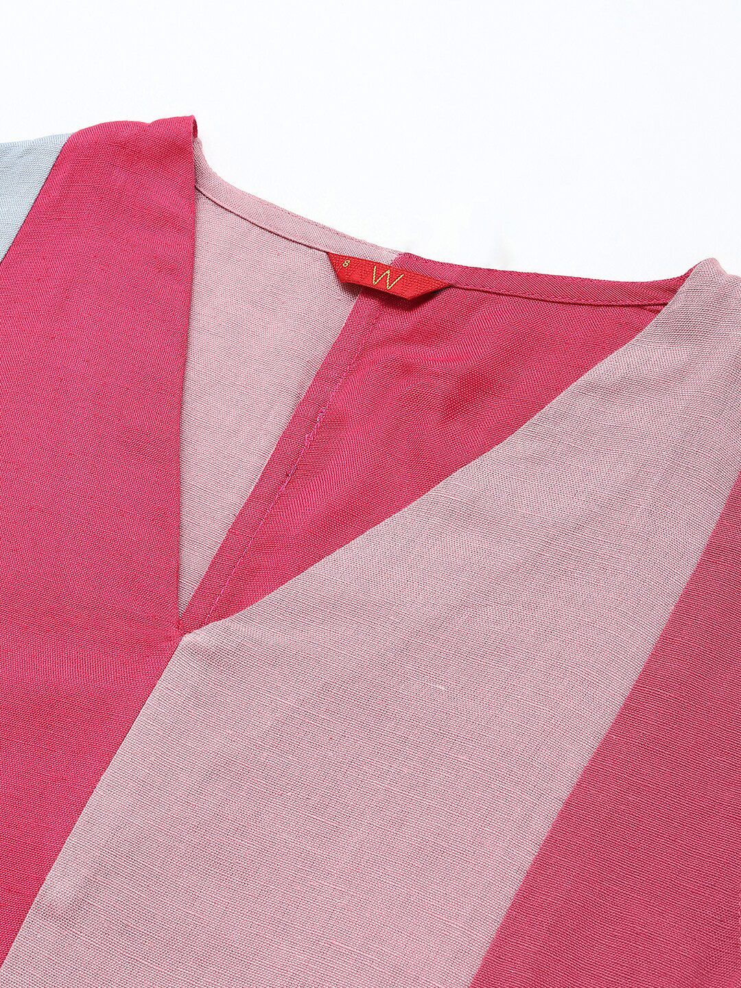 W Pink Colourblocked Midi Dress