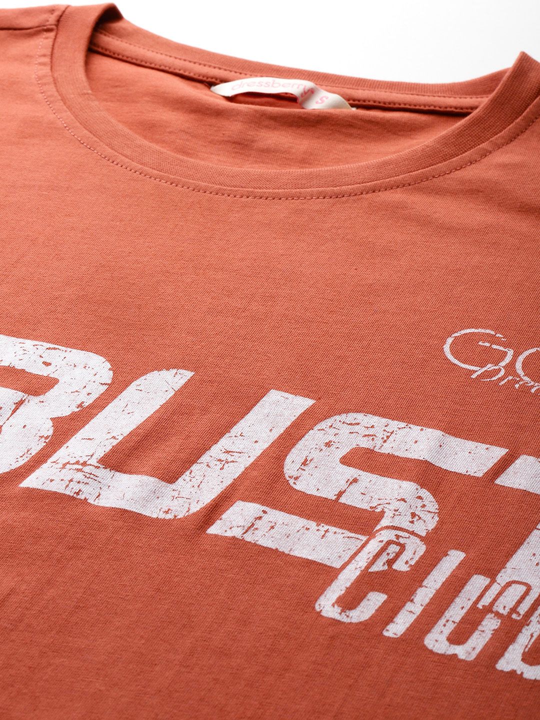 DressBerry Typography Printed Drop-Shoulder Sleeves Pure Cotton T-shirt