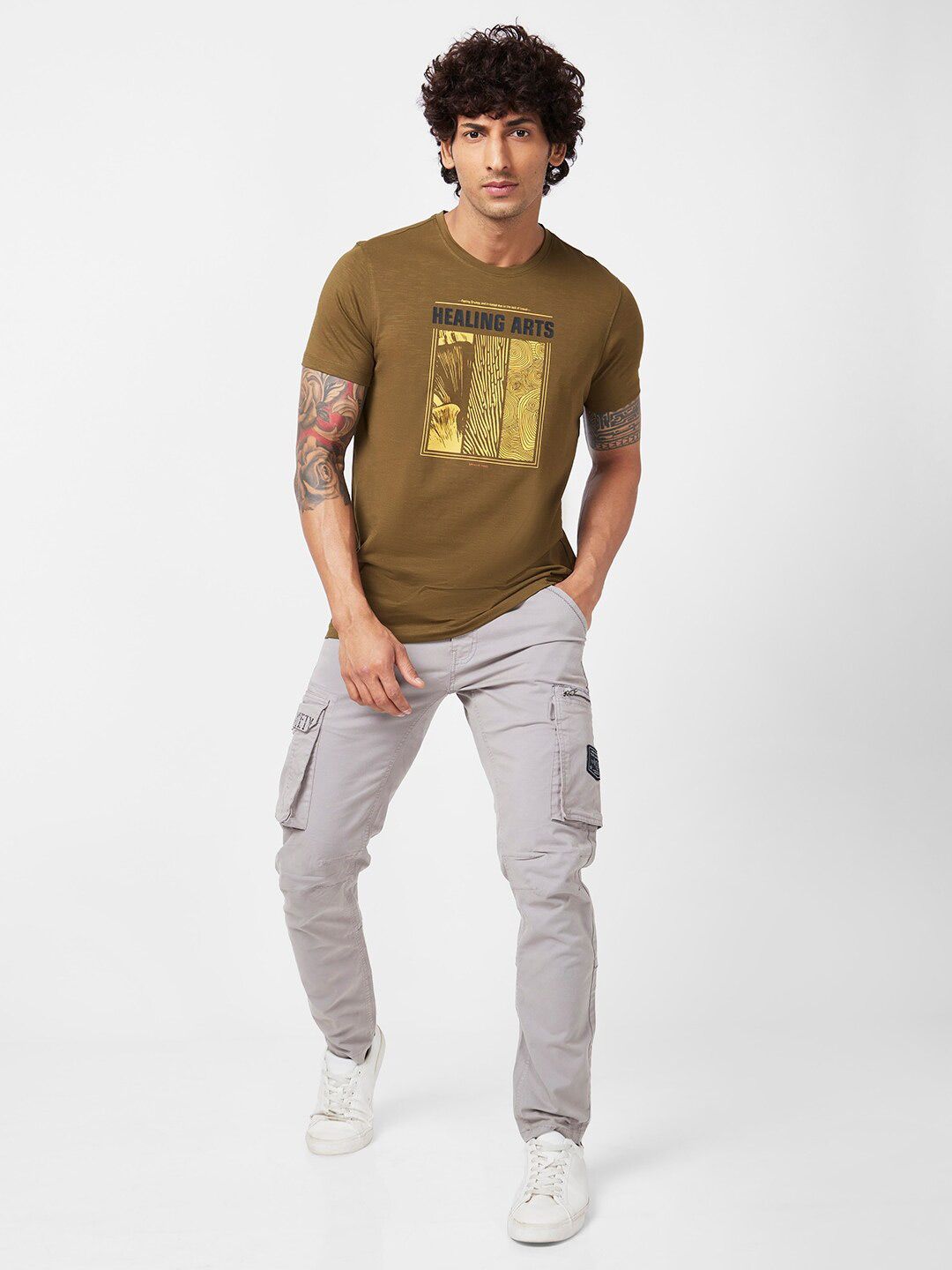 SPYKAR Graphic Printed Slim Fit Cotton Casual T-Shirt