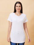 Being Human Henley Neck Short Sleeves Longline T-shirt