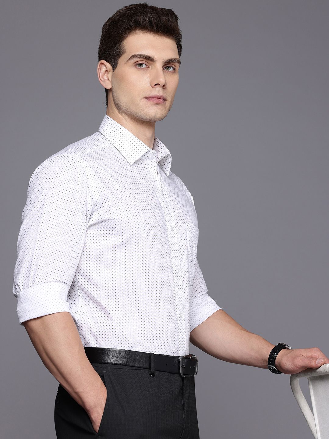 Raymond Slim Fit Micro Ditsy Printed Pure Cotton Formal Shirt