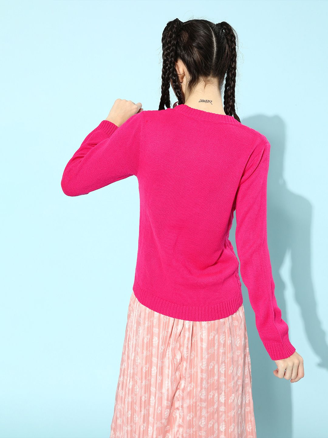 STREET 9 Women Fuchsia Acrylic Pullover