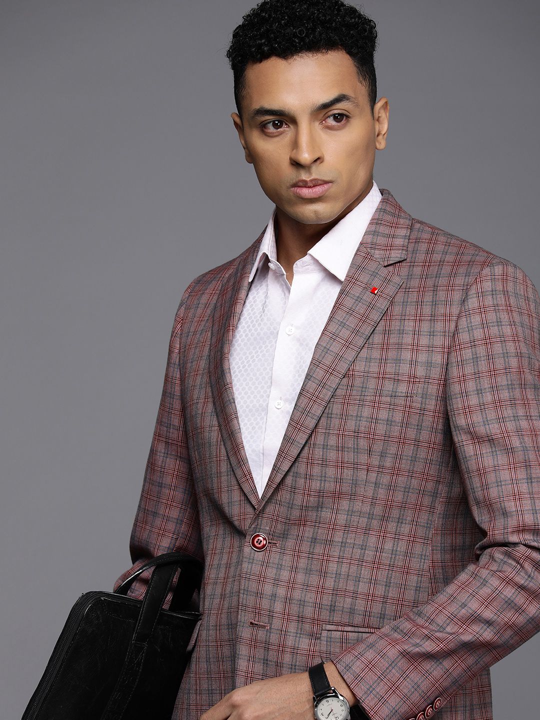 Raymond Men Contemporary Fit Checked Formal Blazer