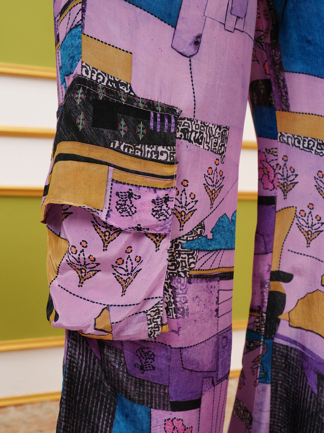 Vishudh Purple Printed Long Sleeves Shirt With Trouser