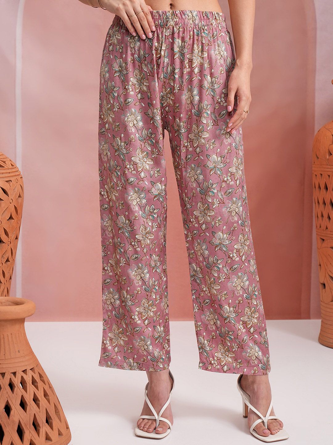 Vishudh Floral Printed Regular Kurta With Palazzos