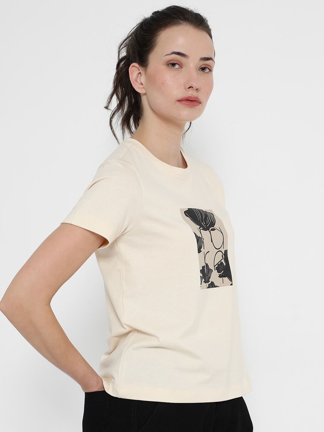 RAREISM Graphic Printed Round Neck Cotton T-shirt