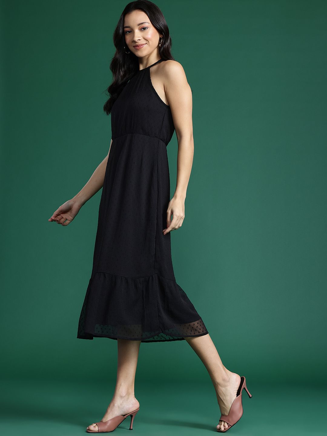 DressBerry Dobby A-Line Midi Dress