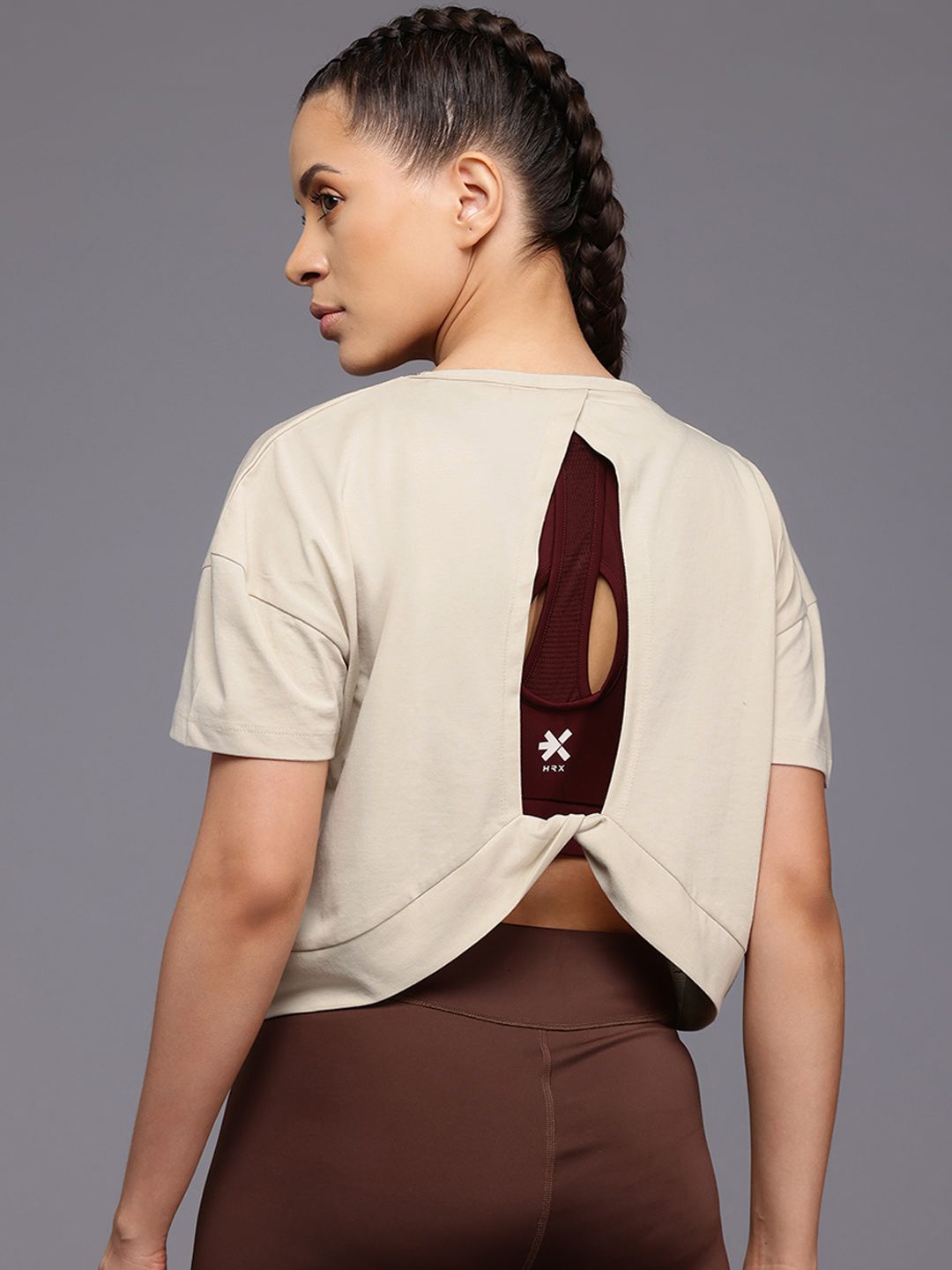 HRX by Hrithik Roshan Printed Cut Out Back Yoga T-shirt