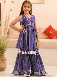 pspeaches Girls Ethnic Motifs Printed Regular Pure Cotton Kurti with Sharara