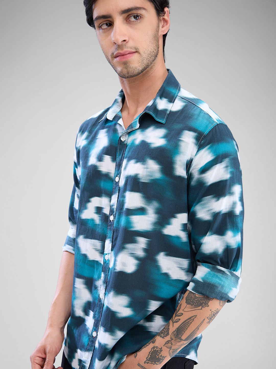 SPYKAR Lelaki Slim Fit Legap Baju Kasual Lengan Penuh