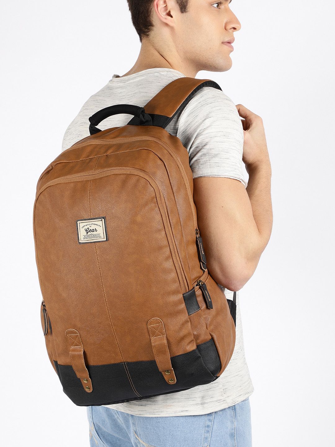 Gear Unisex Tan Solid Laptop Backpack