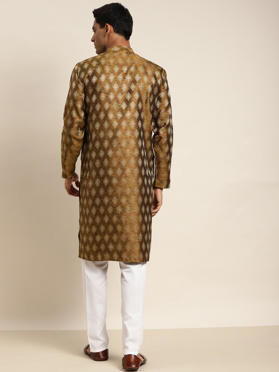 SOJANYA Rekaan Tenunan Kolar Mandarin Silk Cotton Kurta