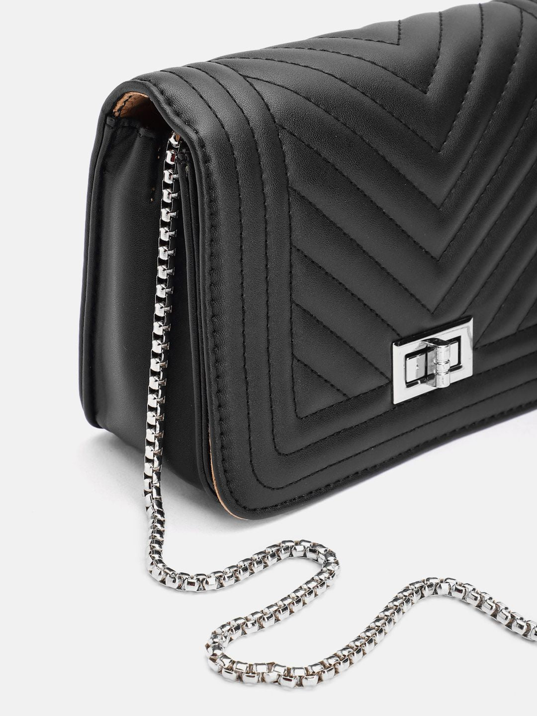 Lino Perros Geometric Textured Structured Sling Bag with Quilted Detail