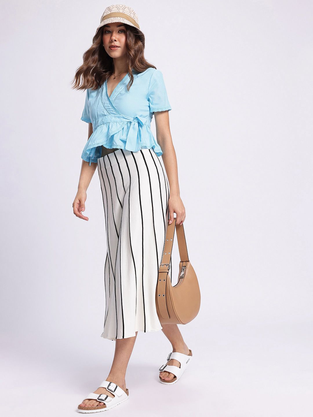 DressBerry Ocean Cool Lace Inserts Detail Wrap Top