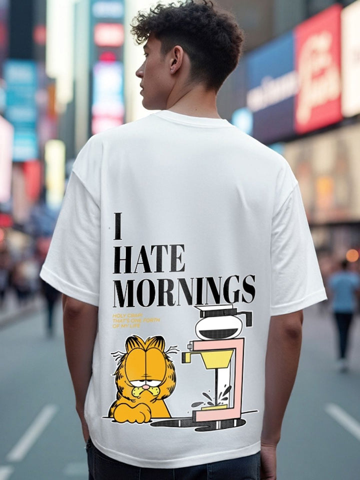 Bewakoof X Garfield Printed Drop-Shoulder Sleeves Oversized Cotton T-Shirt