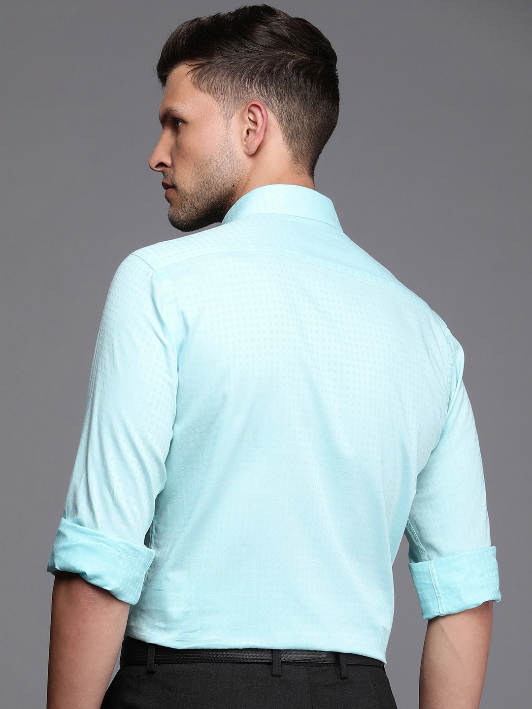 Raymond Pure Cotton Self Design Textured Slim Fit Formal Shirt