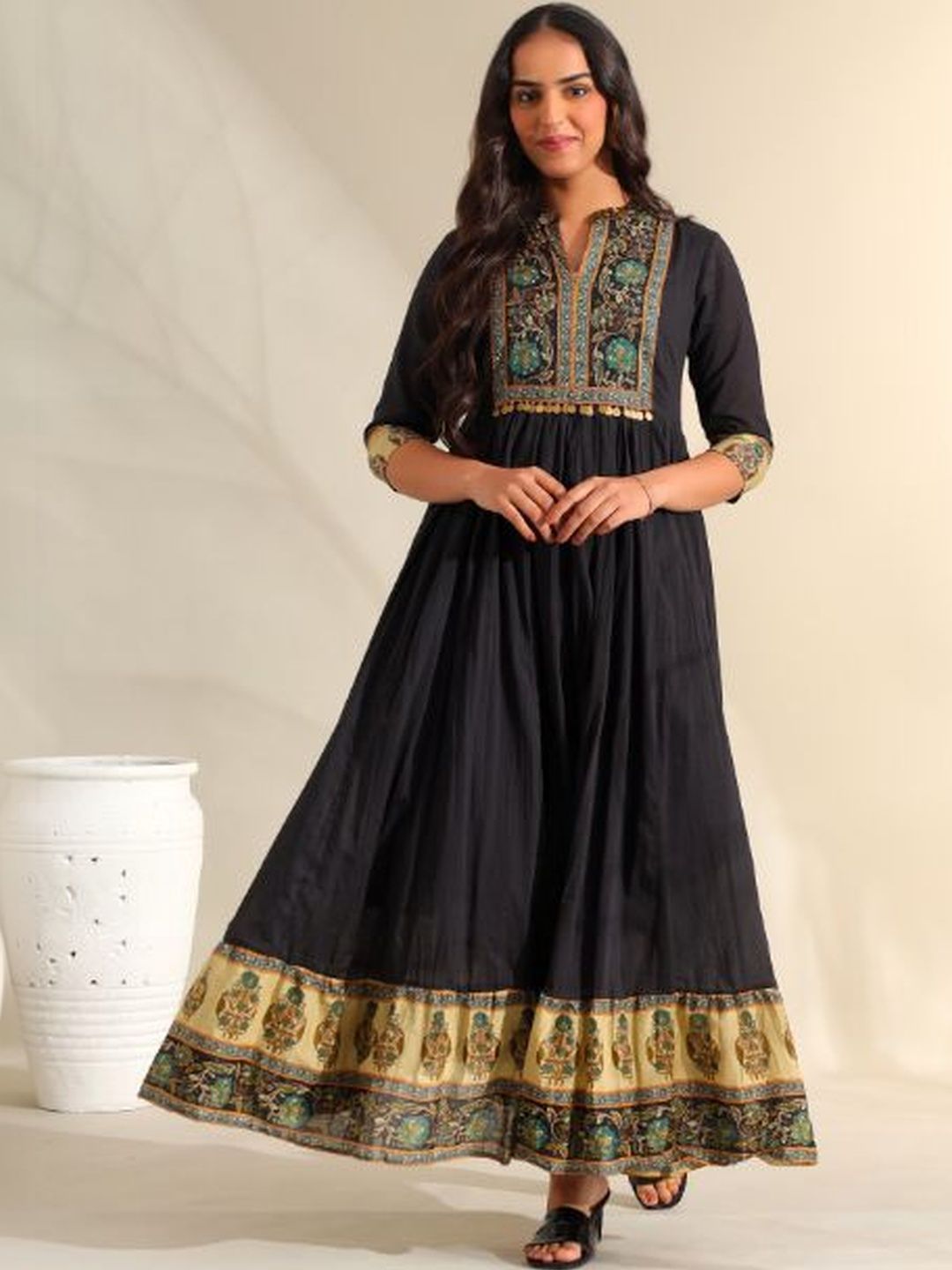 Mamicha Ethnic Motifs Print Fit & Flare Maxi Dress