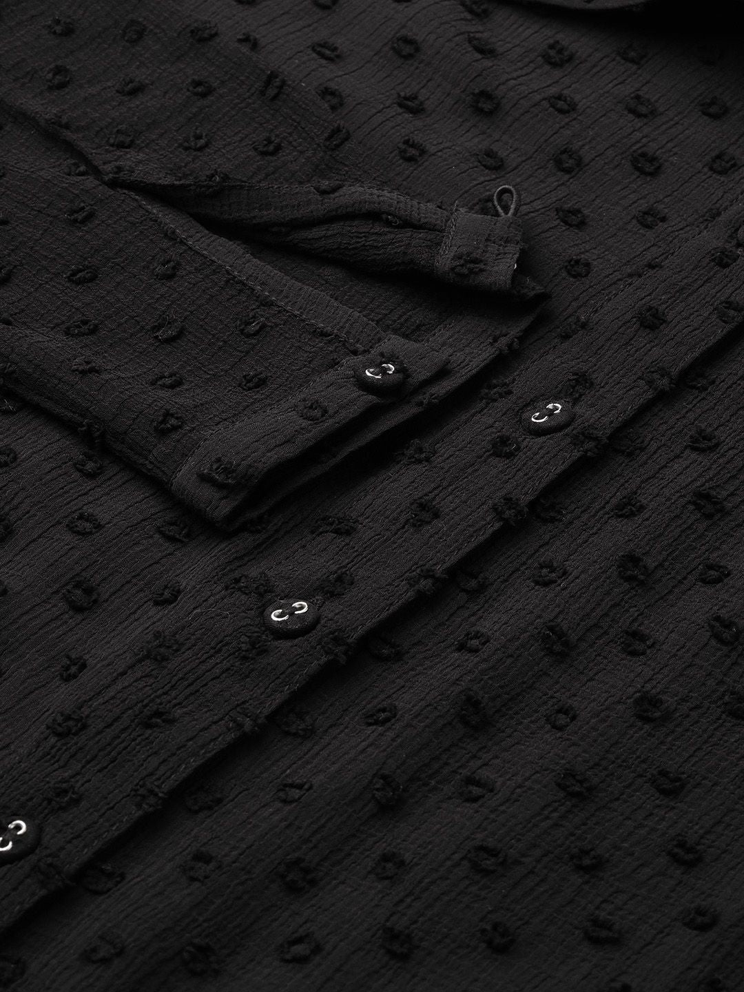 SASSAFRAS Black Dobby Sheer Boxy Shirt