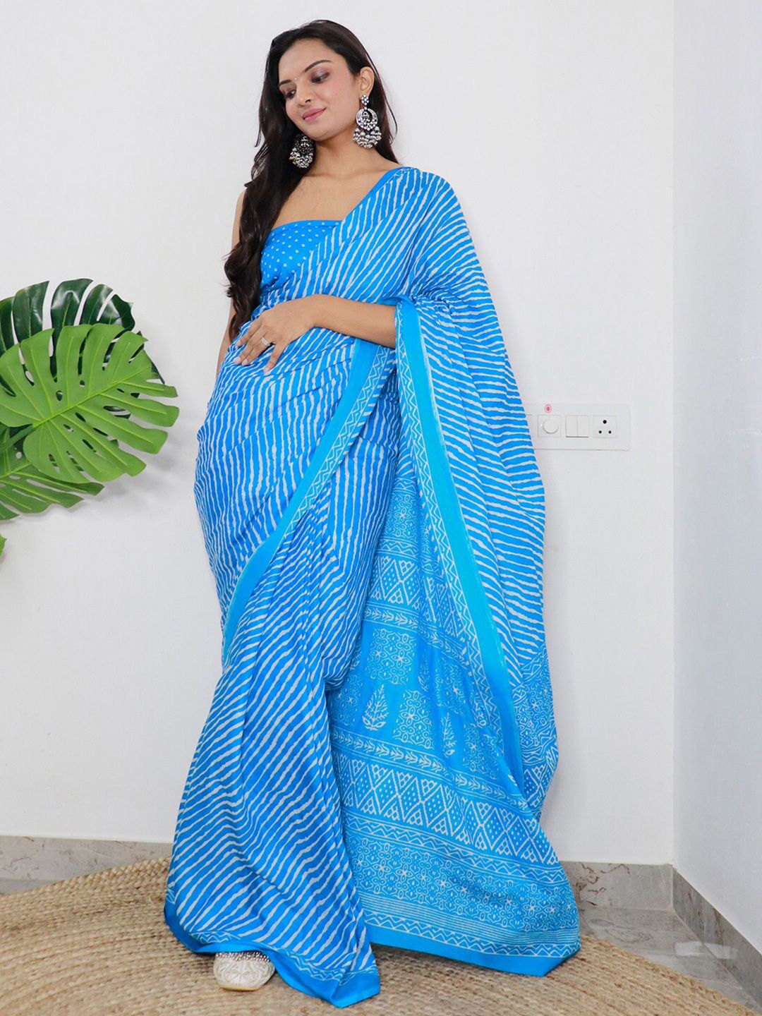 Saree mall Leheriya Printed Pure Cotton Saree