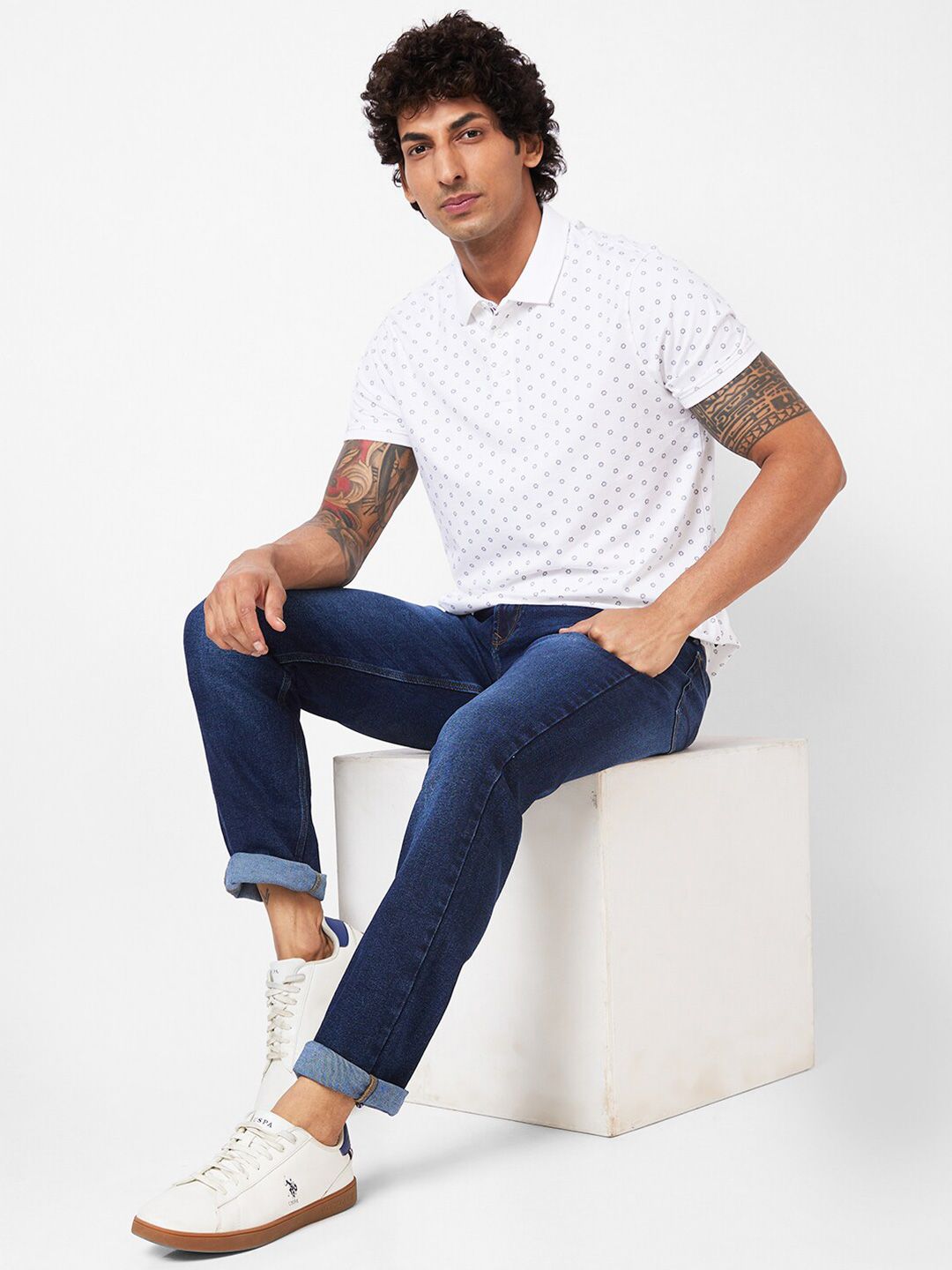 SPYKAR Printed Polo Collar Slim Fit T-shirt