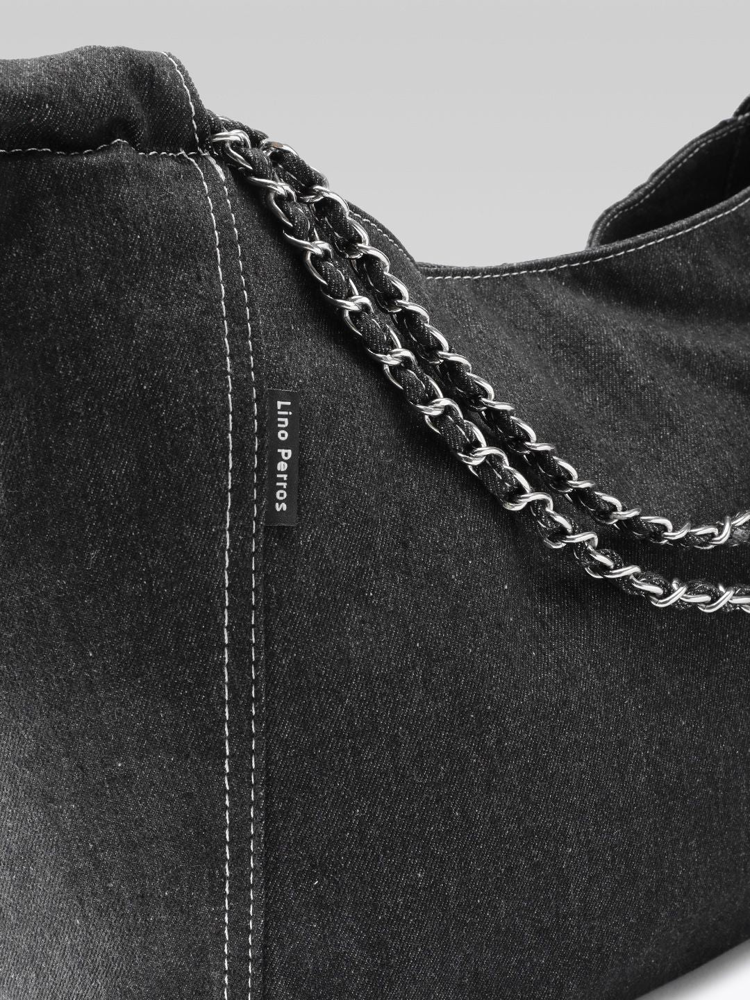 Lino Perros Denim Structured Shoulder Bag