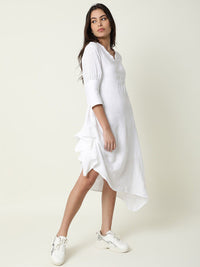 RAREISM White Linen A-Line Dress