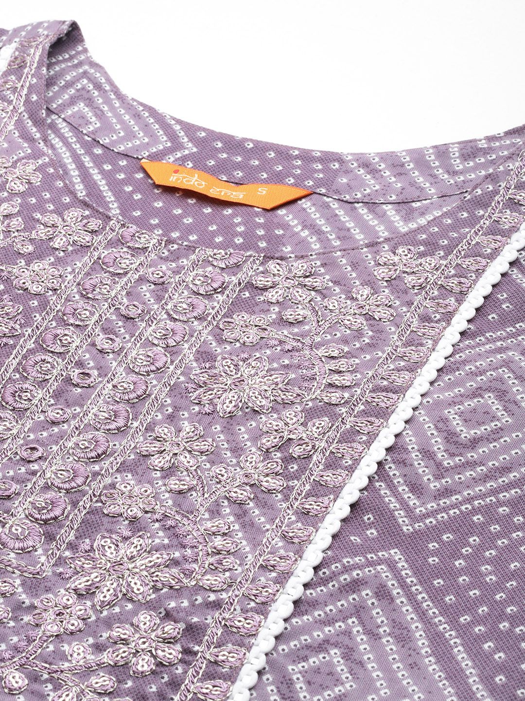 Indo Era Women Bandhani Printed Thread Work Kurta