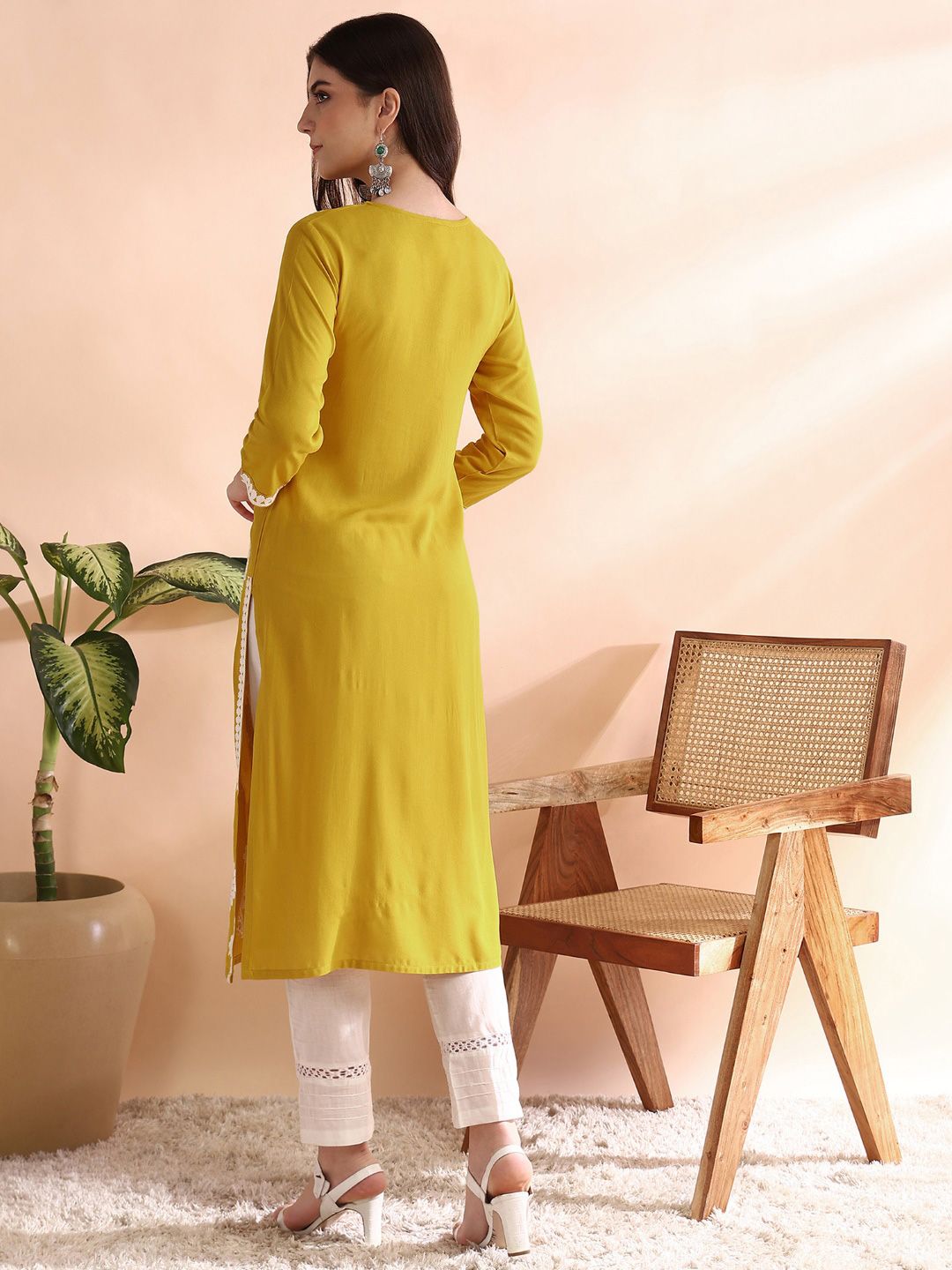 KALINI Floral Embroidered Straight Kurta