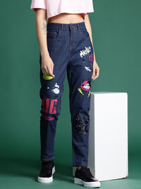 DressBerry Women Boyfriend Fit Printed Stretchable Jeans