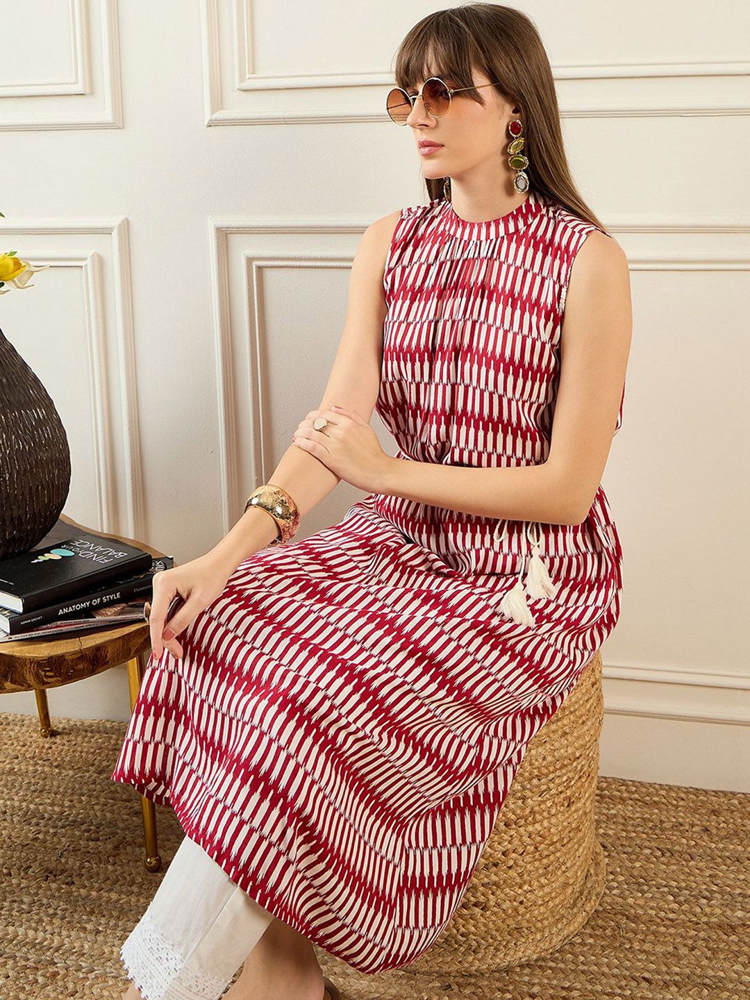 Indo Era Geometric Printed A-line Kurta